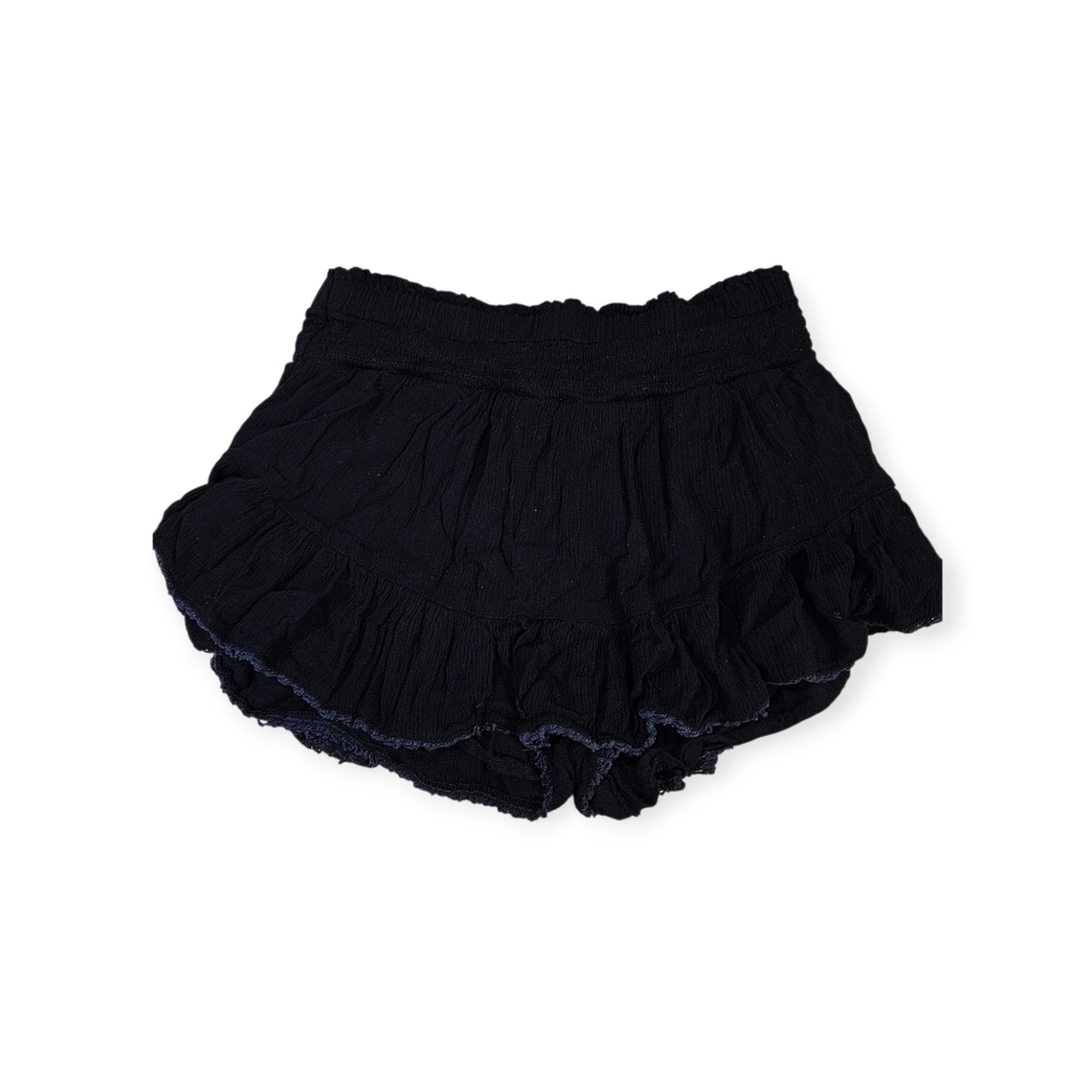 Aeropostale Black Y2K Smocked Waist Ruffle Mini Skort Size Small